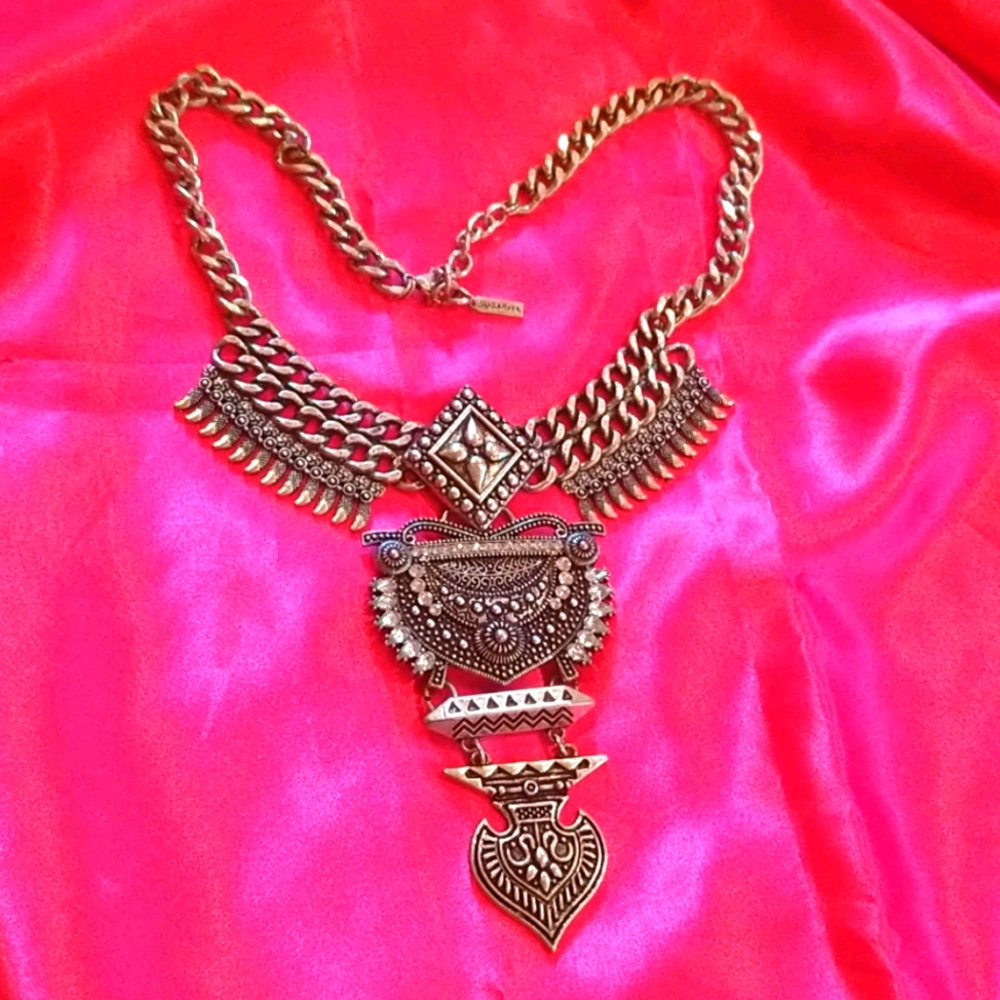 Sugarfix Silvertone Rhinestone Statement Necklace - image 1